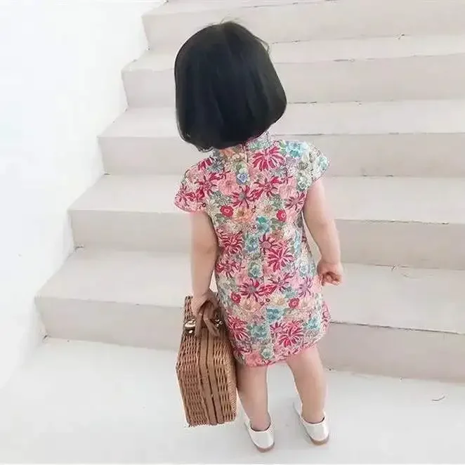 Baby Dress Cheongsam Casual Girl Qipao Modern Kids Traditional Chinese Clothes Girls Hanfu Tang Summer Children Dresses Vestidos