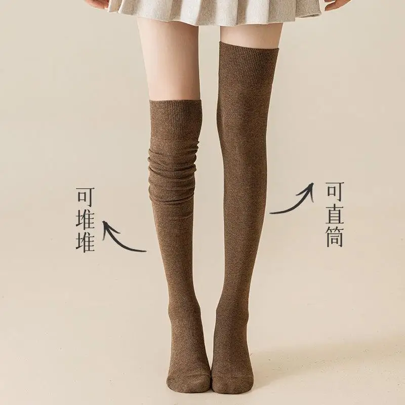 

Winter Warm Knee Socks Women Cotton Thigh High Over The Knee Stockings For Ladies Girls JK Lolita Long Tight Socks Thicken Sock