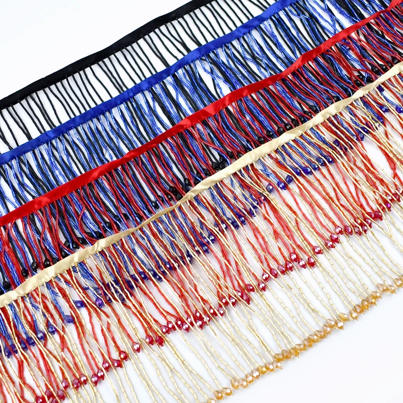 

15cm 1/2Yards Beaded Rhinestone Fringe Tassels for Latin Dress Lace Trim Wedding Dresses Trimming DIY Clothes Sewing Accessories