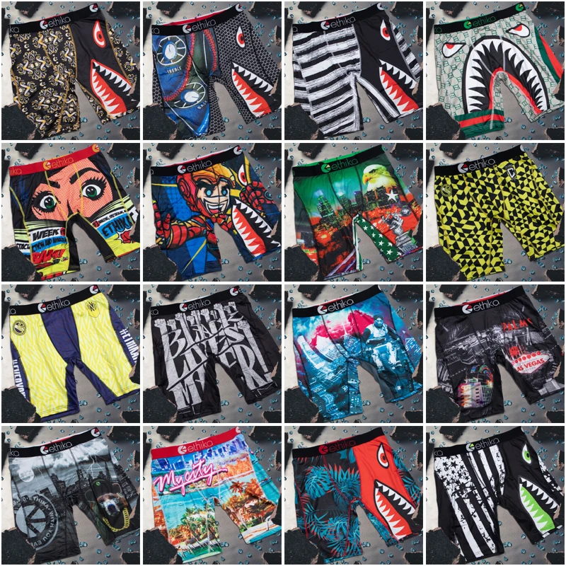 

ETHIKA 1 шт., мужское нижнее белье, боксеры, дышащие сетчатые мужские трусы с промежностью, мужские трусы больших размеров, L-3XL, мужские боксеры с принтом, трусы