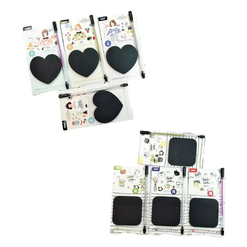 กระดาษโน้ตสีดำ 50 แผ่นพร้อมชุดปากกาเรืองแสงสำหรับ Creative Office Statio