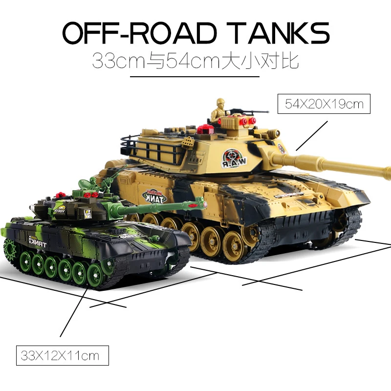 Kids 44CM Super Big RC Tank Launch Cross-Country Tracked Remote Control Vehicle Charger Battle Hobby Toys for Boys Children Gift