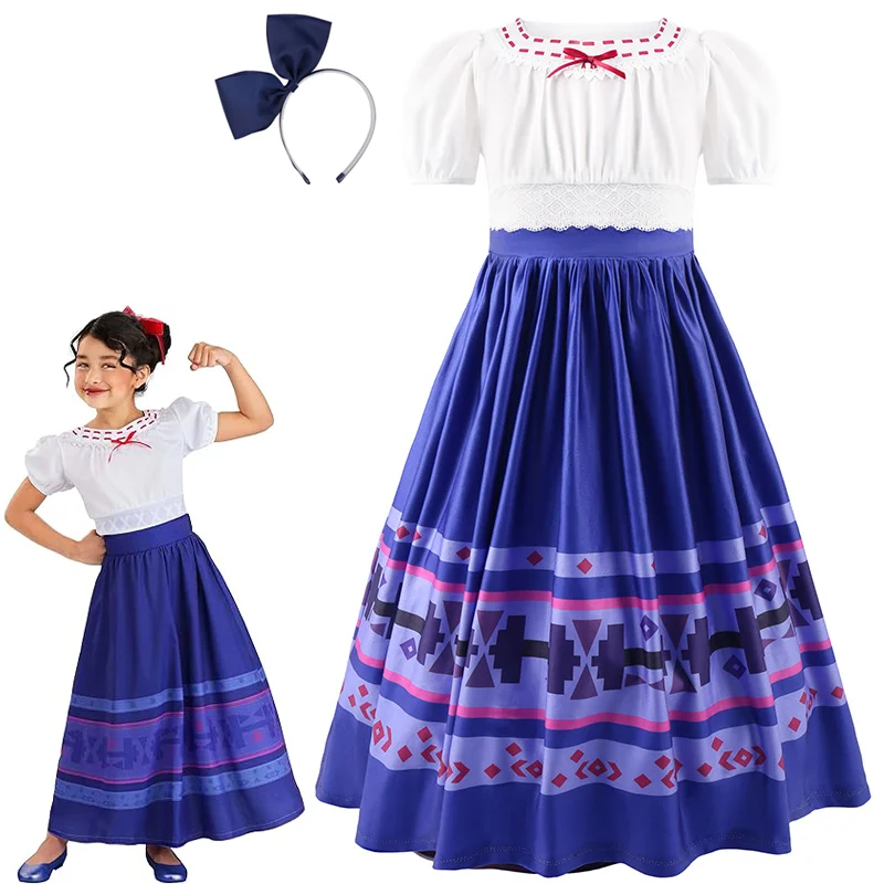 Disfraz de Luisa para niñas, vestido largo de princesa de encaje elegante para niños, Encanto, vestido de Halloween, trajes de fiesta de cumpleaños elegantes