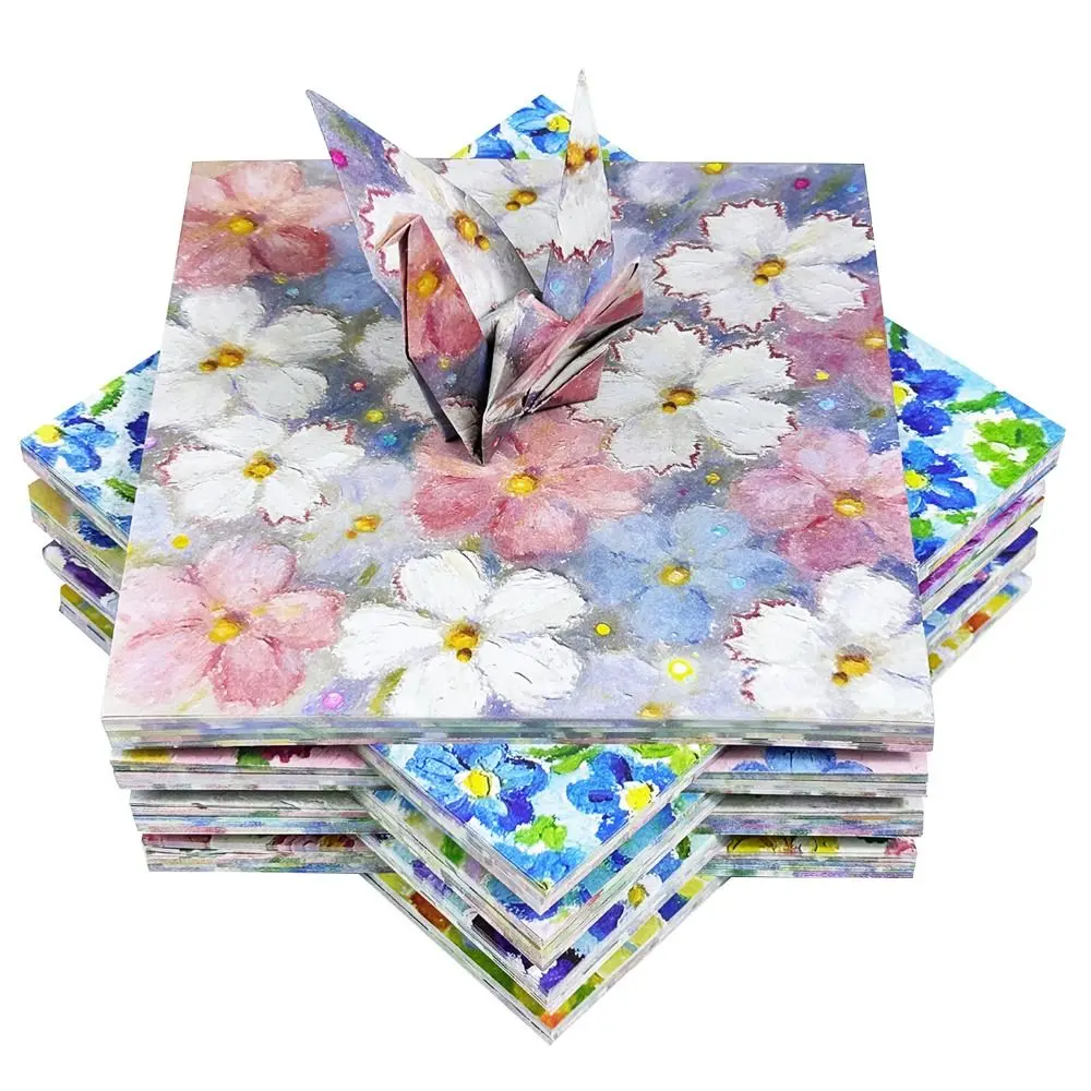 Nueva Serie de Papel de Origami con Impresión a Doble Cara, Papel Decorativo Floral Colorido para Manualidades, Papel Plegable para Scrapbooking