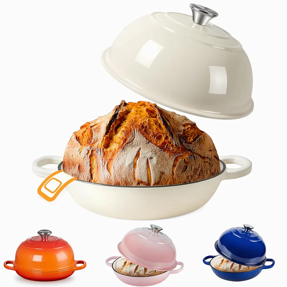 

24 см эмалированная чугунная голландская духовка для выпечки хлеба на закваске, чугунная сковорода для хлеба, эмалированная кастрюля, запеканка, хлебная печь с крышкой