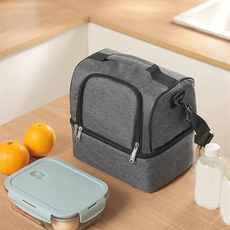 Borsa per il pranzo isolante a doppio strato borsa per il ghiaccio portatile per Picnic all\'aperto borsa termica per alimenti di grande capacità