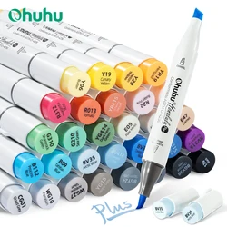 Ohuhu Honolulu Plus 36 Colors Alcohol Markers Double Tipped Art Marker Set Refillable Marker Pen Coloring Illustrations Drawing