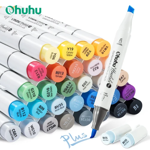 Ohuhu Honolulu Plus 36 colores marcadores de Alcohol juego de marcadores de arte de doble punta rotulador recargable para colorear ilustraciones dibujo