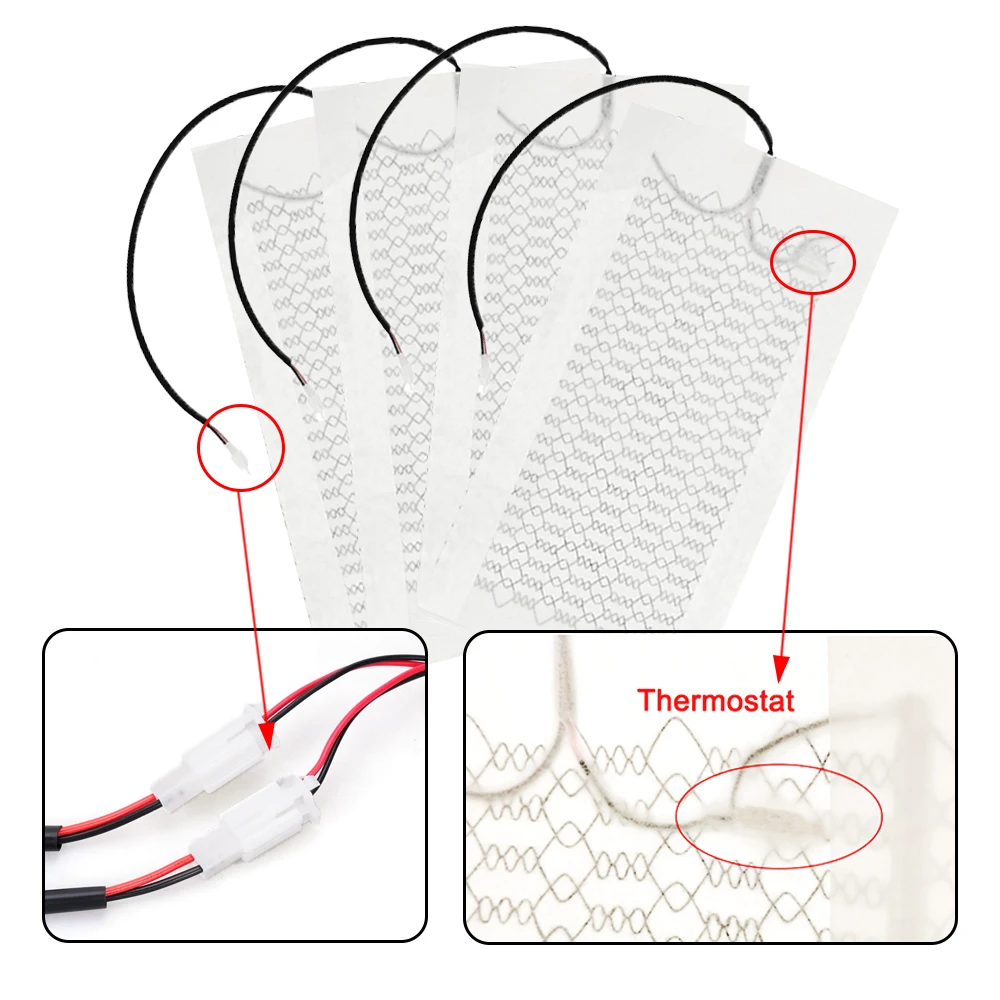Mini 12V  Carbon Fiber Heating Pads with 3 Levels Control Switch System Universal Built-in Car Seat Heater Kit Fit 2 Seats