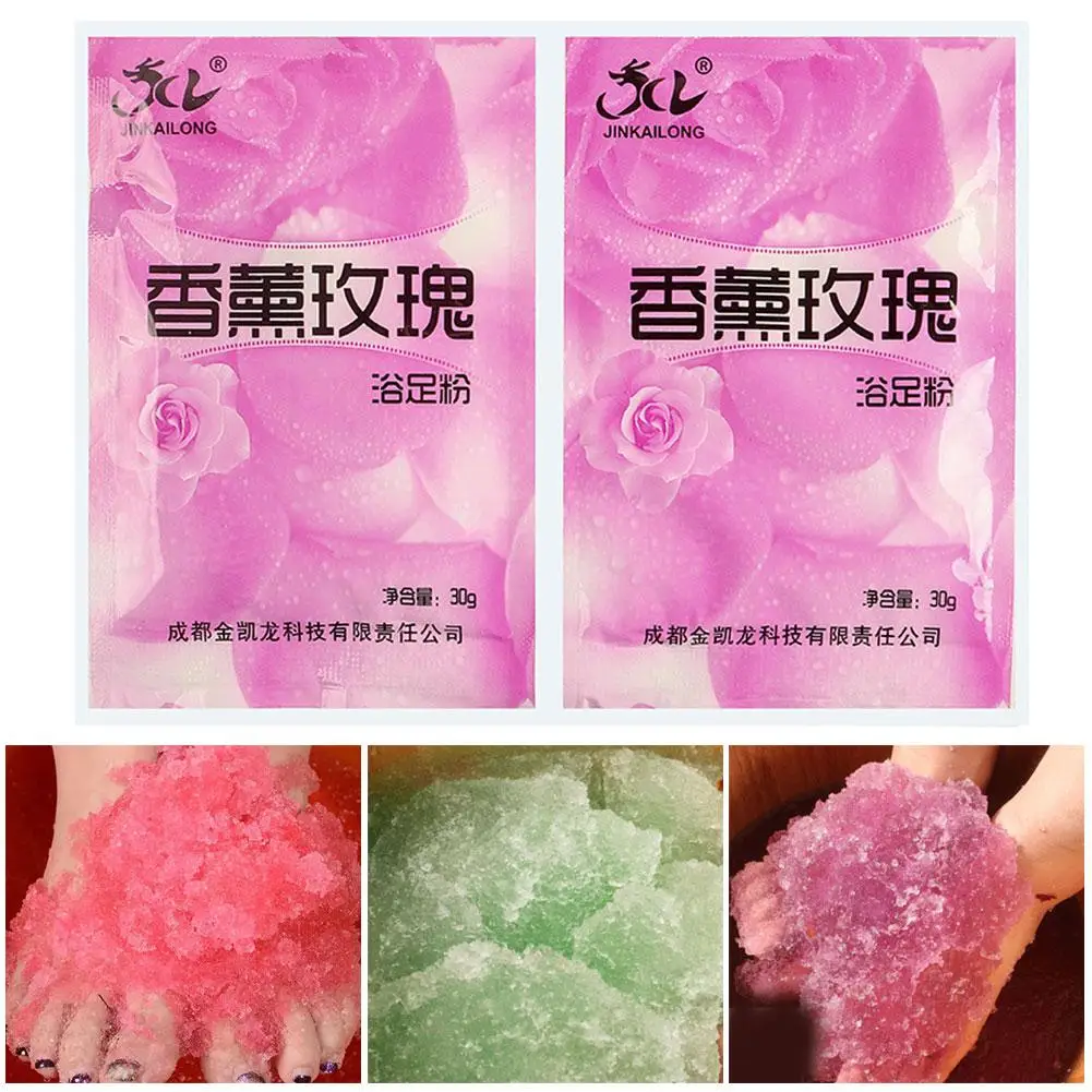 Baño de burbujas de rosas en polvo, 60g, baño de pies, barro de cristal, cuidado de la piel, SPA, sal de baño, exfoliación, depurador, baño de pies, barro de cristal