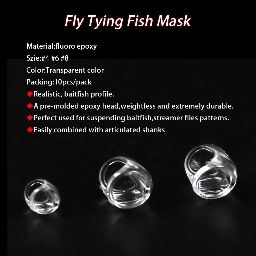 Vampfly Clear Fluoro Epoxy Fish Mask With 3D Fisheyes Streamer Saltwater Flies Fly Tying Material For Pike Bass Trout Fishing