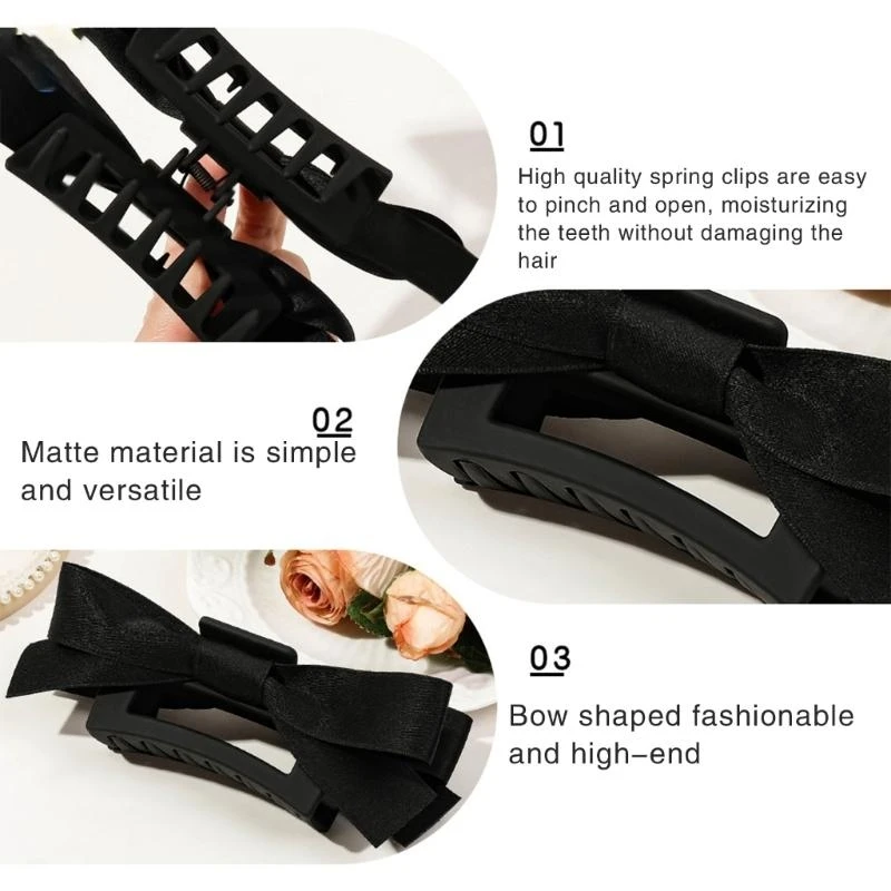 

Elegant Bow Y2K-Style Balletcore Large Hair Clip Claw Clips Balletcore Hairpin Bow Ribbon Hair Clip for Bunches 15UB