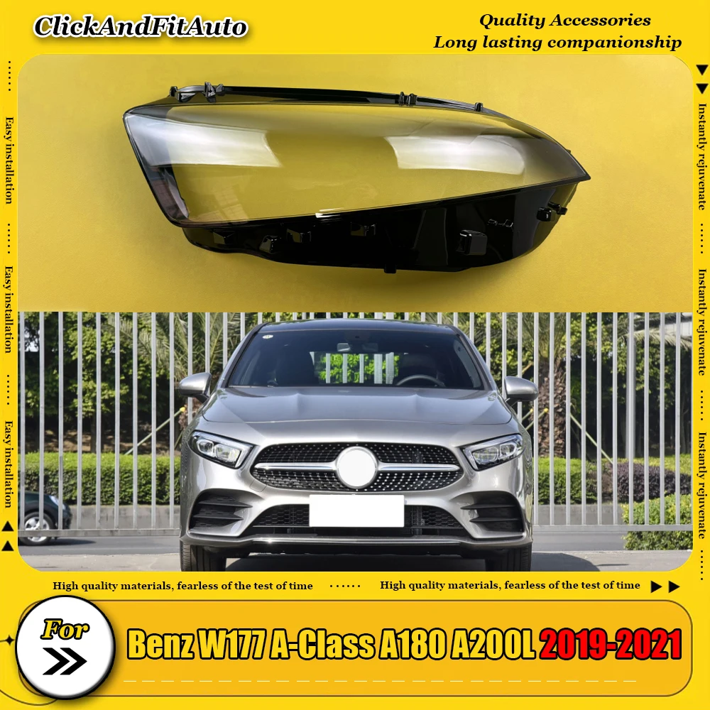 

For Benz W177 A-Class A180 A200L 2019-2021 Glass Lens Shell Car Front Headlight Cover Transparent Lampshade Light Caps