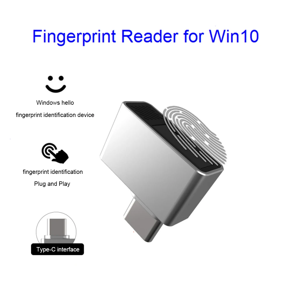 Type-C Fingerprint Unlock Module Password-Free Mini USB Fingerprint Reader Laptop PC Biometrics Key for Windows 7/10/11