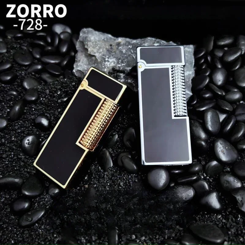 Trendprodukt ZORRO Hochwertiges Feuerzeug mit Schmaler Metallgriffrolle, Seitlicher Zündmechanismus, Retro-Herren-Geschenk, Klassisches Modell mit Box