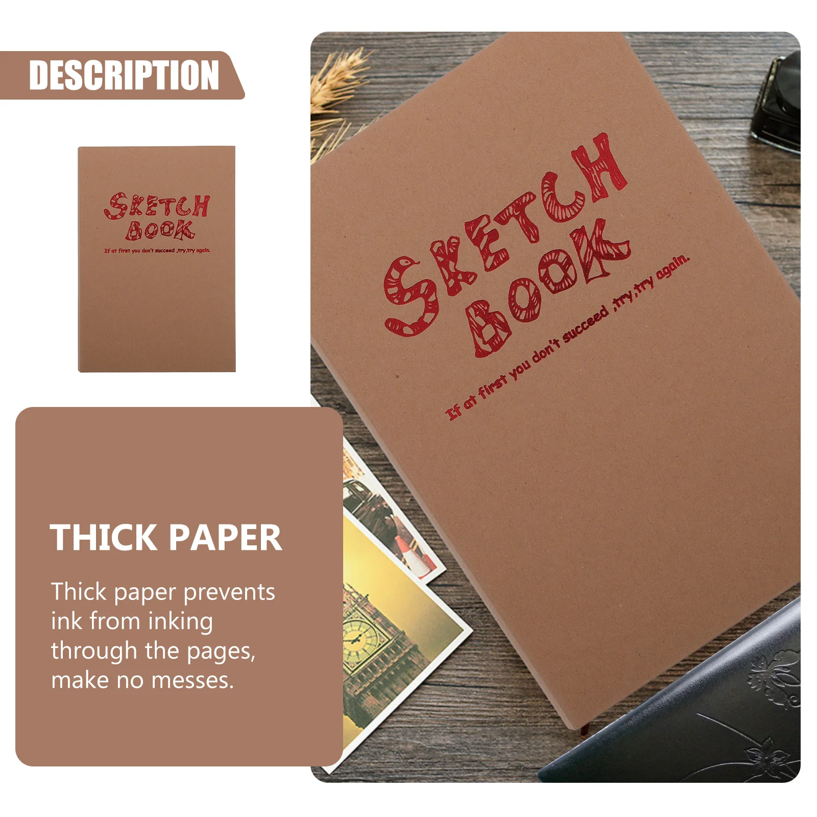 

Blank Sketch Book For Drawing Art Journal Thick Paper Durable Binding Portable Students Handbag Size Travel Poetry Creative