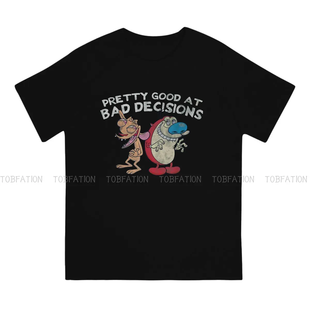 Ren and Stimpy Pretty Good At Bad Decisions  T Shirt Classic Graphic Summer Large Cotton Men's Tops Harajuku Crewneck TShirt