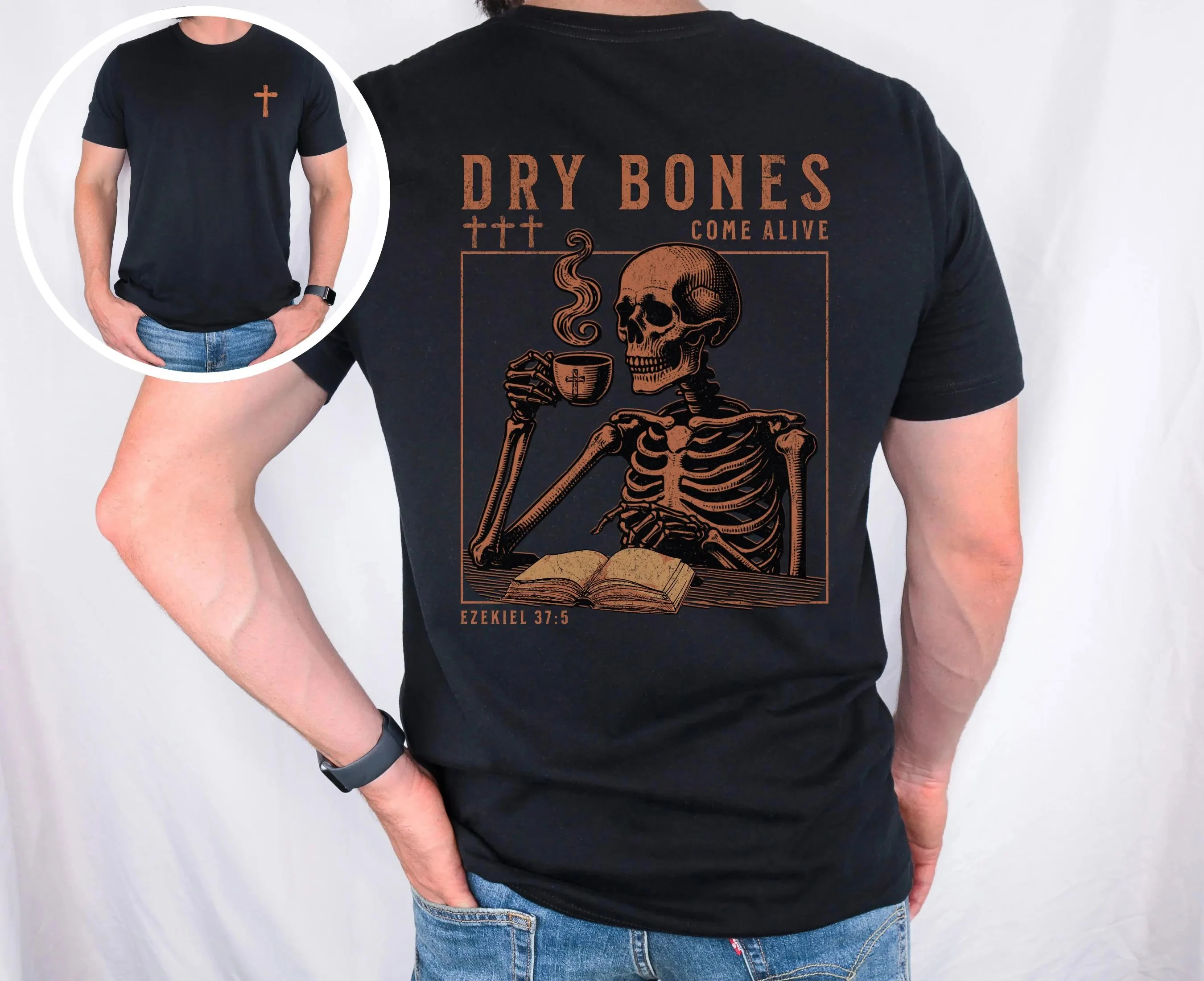 

Мужская христианская футболка, футболка с принтом Dry Bones Come Alive, футболка с христианскими цитатами, одежда с христианской символикой, религиозные подарки для взрослых