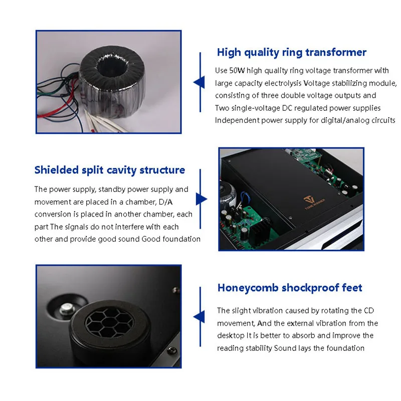 Carro-chefe totalmente balanceado hifi cd player ad1955 + opa1656 bluetooth 5.0 usb tf cartão sem perdas ler música turntable para audiófilos