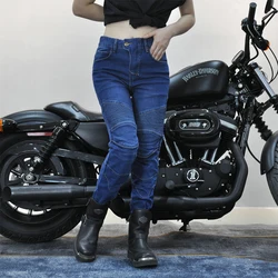 Motorcycle 2025 New Jeans Women Upgrade Silicone Protector Detachable Racing Road Rider Four Seasons Casual Fashion Moto Pants