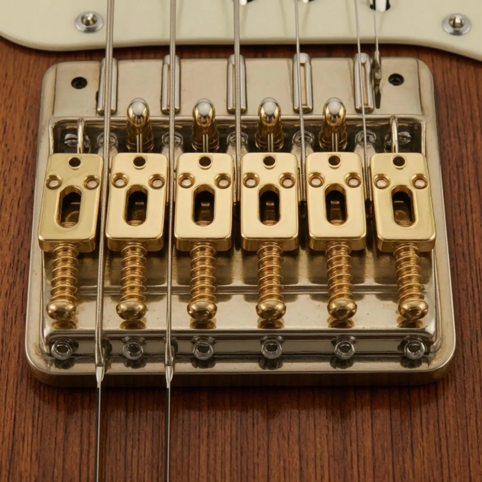 Electric Guitar Bridge Saddles 6 Pack Zinc Alloy Gold Plated with Screws for Intonation Setup and DIY Builds