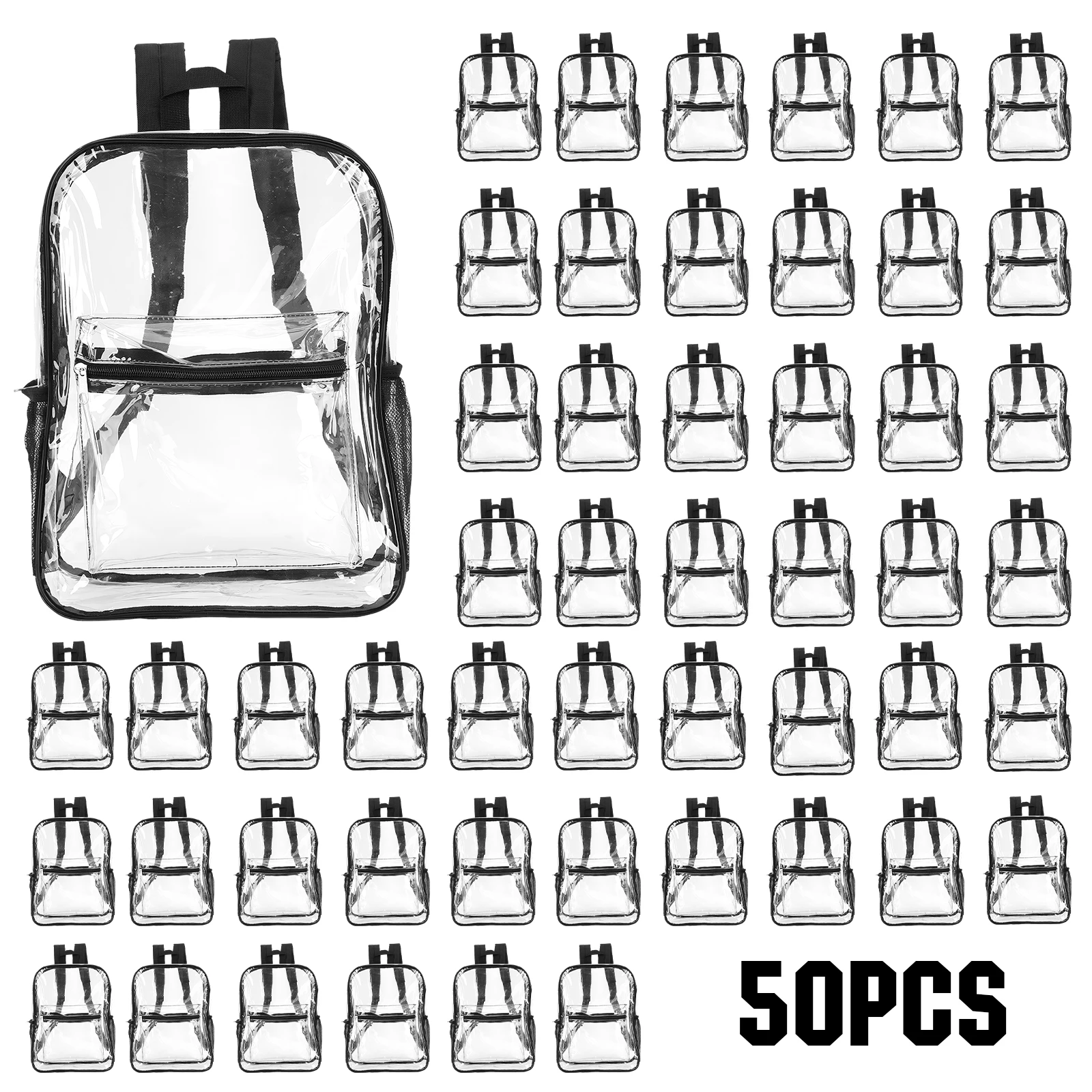 

Набор из 50 прозрачных сумок-рюкзаков из ПВХ, 15 дюймов, для колледжа, путешествий, спорта, работы, одобренные для использования на стадионах