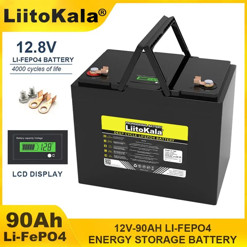 New! 12.8V 90AH LiFePO4 Battery pack 12v Lithium Iron Phosphate Batteries Cycles inverter Car lighter Solar Tax Free