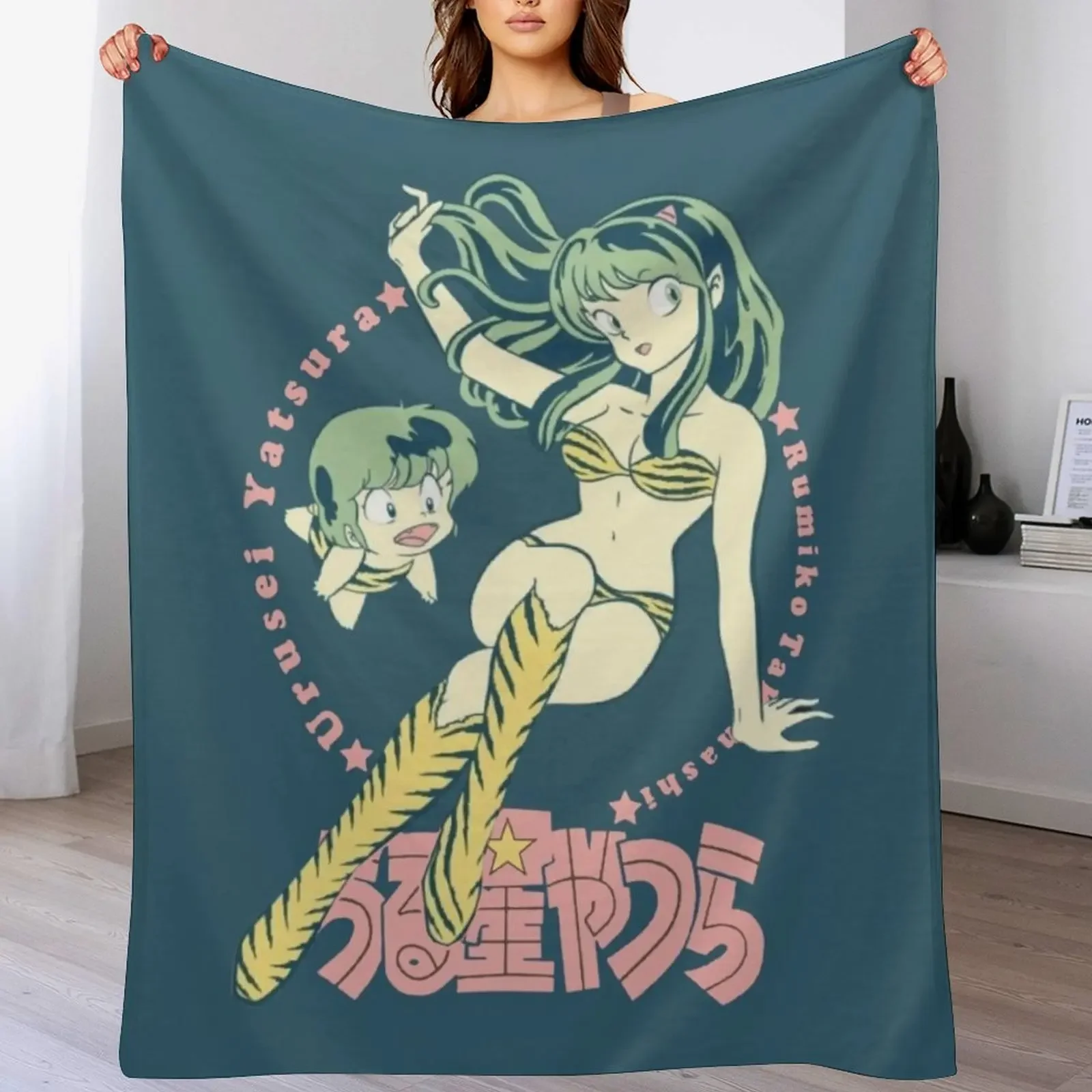 

LUM x RAN x ATARU Throw Blanket Shaggy Summer Beddings manga Large Blankets