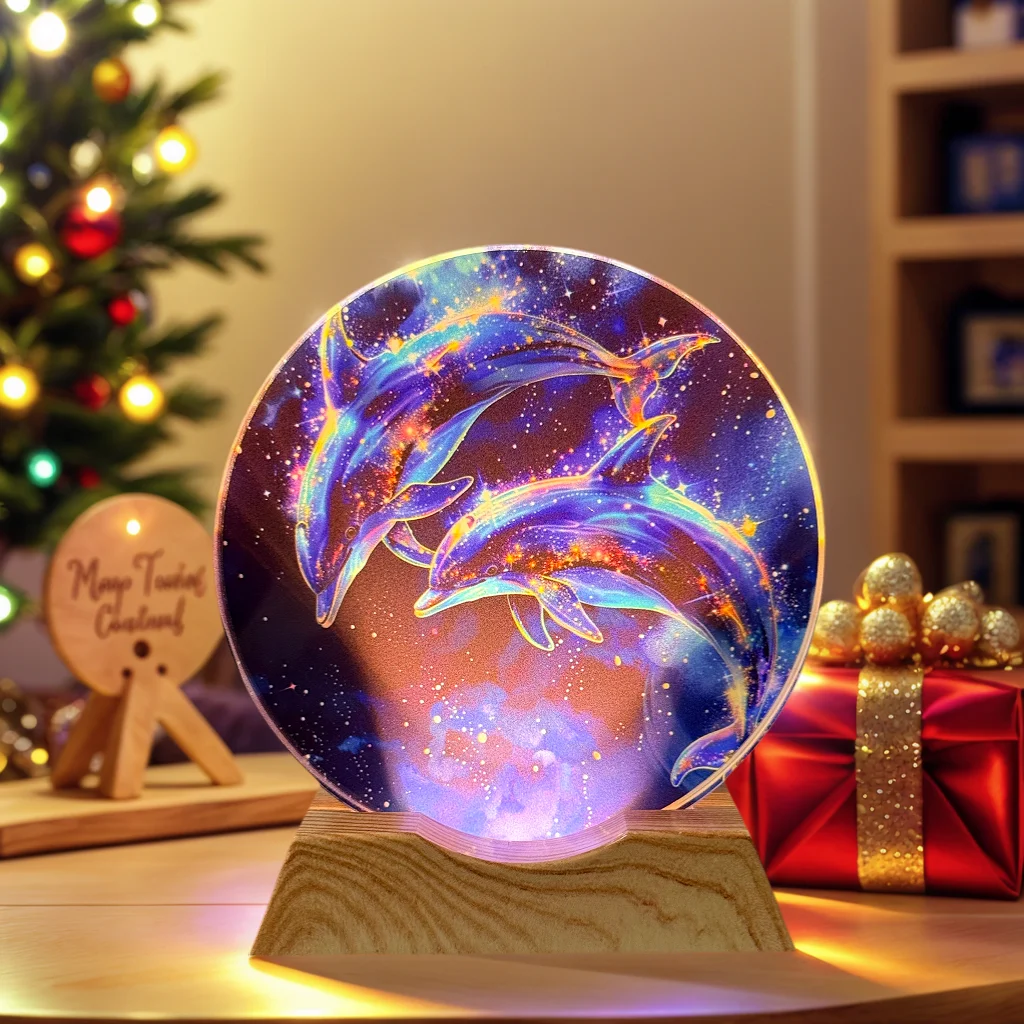 

Светодиодная ночная лента Dolphin's Love Crystal — стеклянная декоративная лампа с питанием от USB, подходит для спален, гостиной, спальни