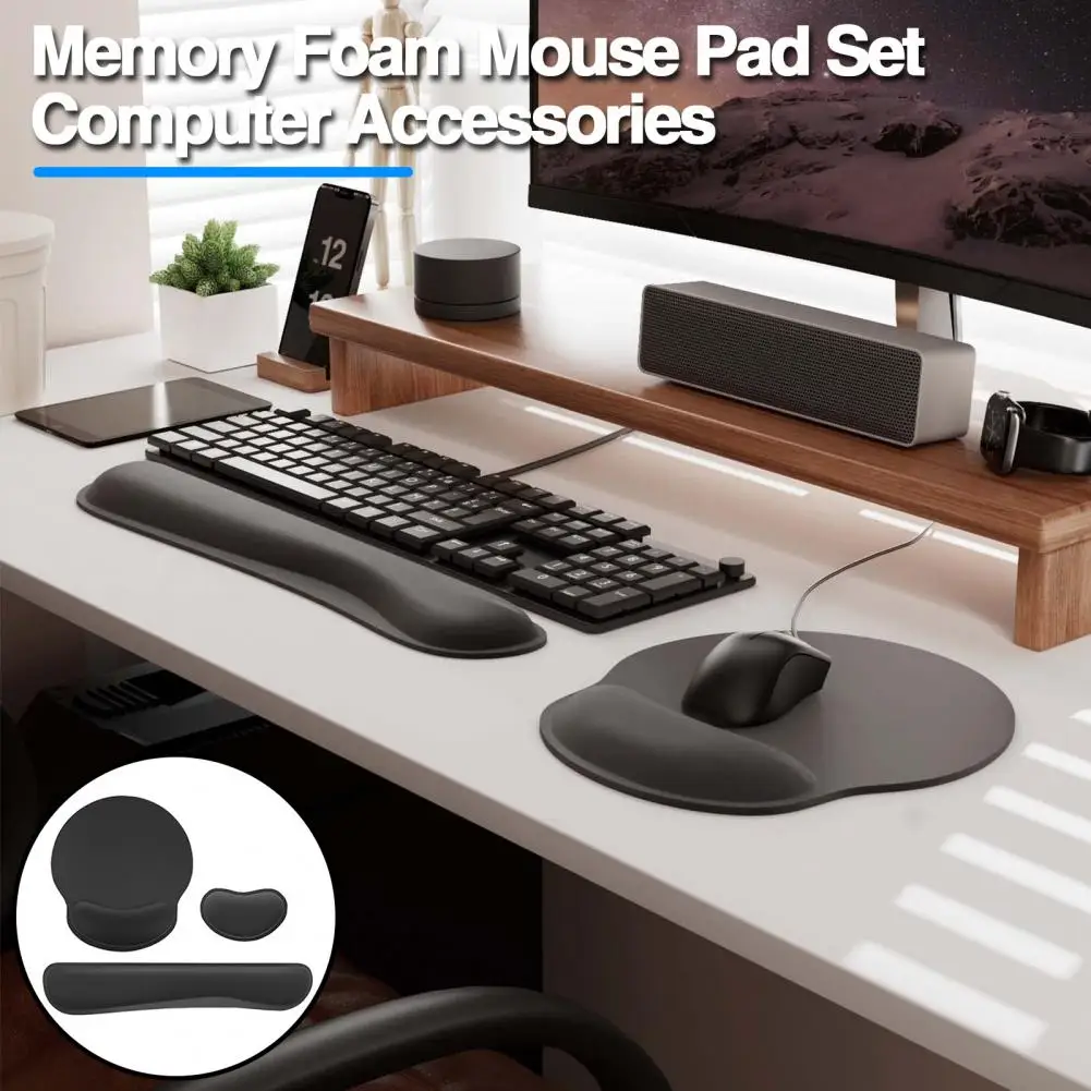 Traagschuim Muismat Set Anti-Vermoeidheid Pols Ondersteuning Muismat Ergonomische Muismat Toetsenbord Pols Set Voor Pijnverlichting Voor Kantoor
