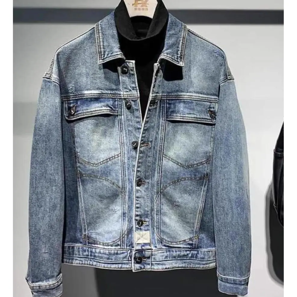Fashion 2026 Brand Men's Denim Jacket Spring Autumn New Versatile Loose Washed Men's Trendy Bomber Motorcycle Denim Jacket
