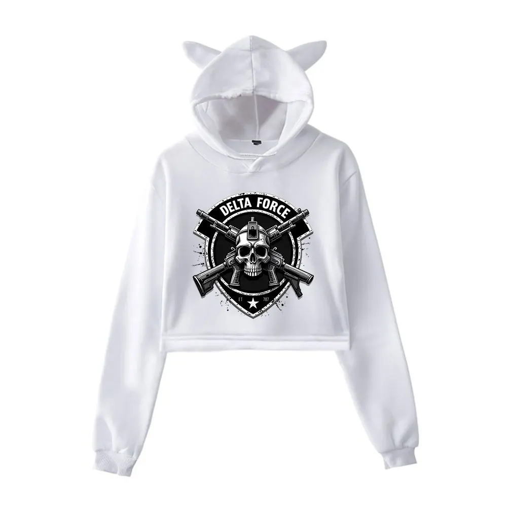 Delta Force Merch Pullover Female Cat Ears Hoodie Long Sleeve Top Women's Clothes