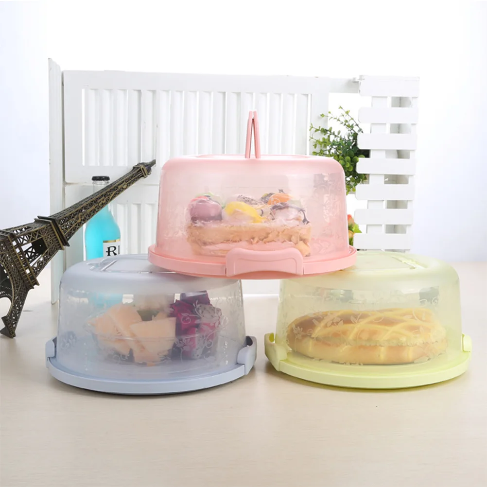 

Portable Cake Box with Handle and Lid Food Storage Container Transparent Sturdy Ecofriendly Fresh Keeping Refrigerator Kitchen