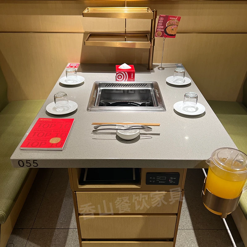 induction cooker integrated self-service barbecue table barbecue shop the same dining table and chairs