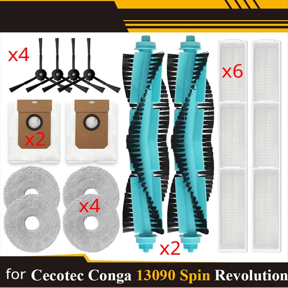 A88M For Cecotec Conga 13090 Spin Revolution / 11090 Replacement Parts Accessories Filter Main Side Brush Mop Dust Bag view 2