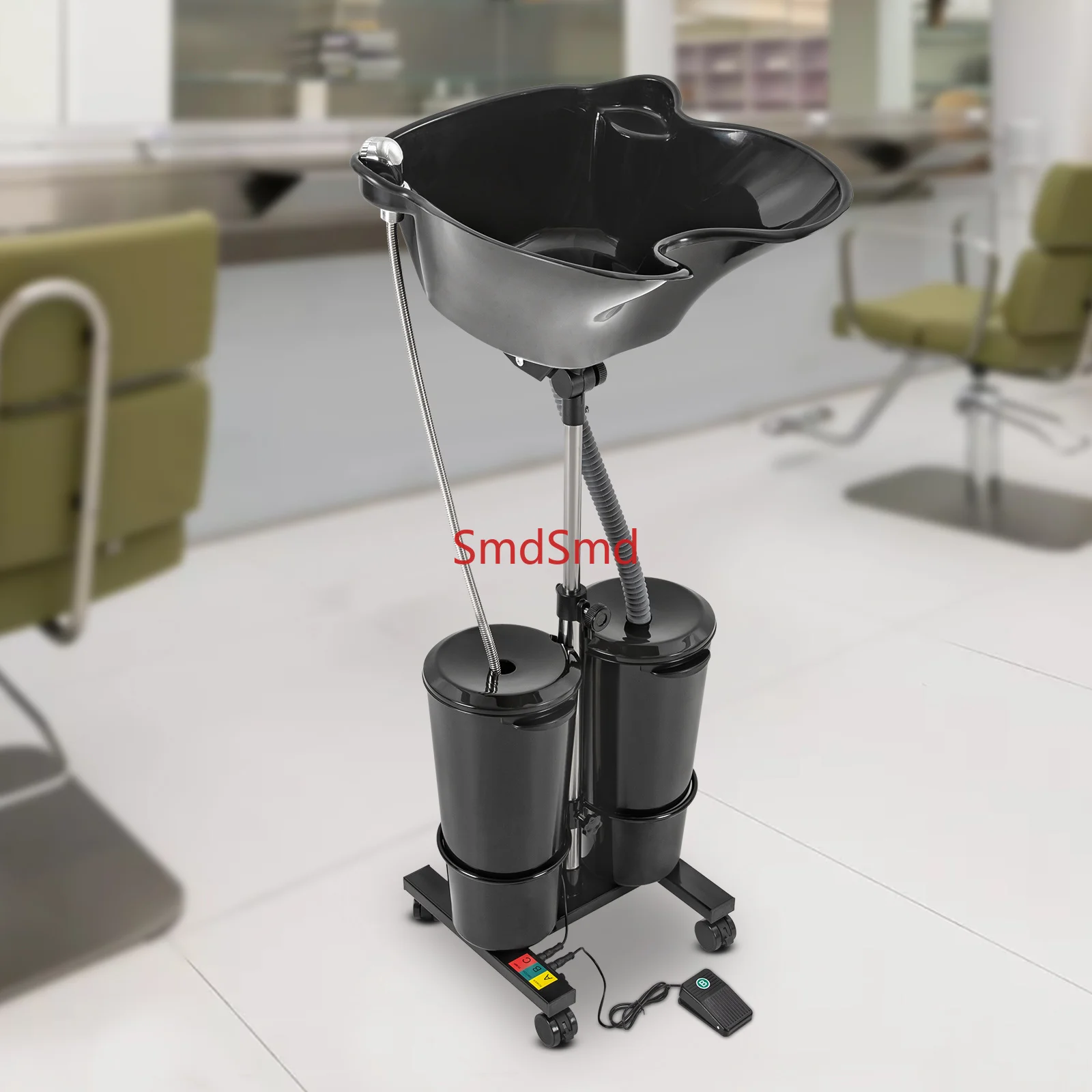 Portable Shampoo Basin with 2-Buckets Mobile Hair Wash Basin Height Adjustable For Salon Spa