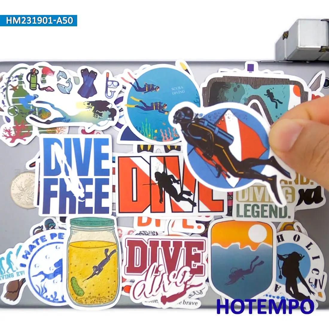 20/30/50PCS Scuba Dive Stickers Diver Style Underwater Explore Funny Decals for Phone Laptop Bike Car Motorcycle Luggage Sticker