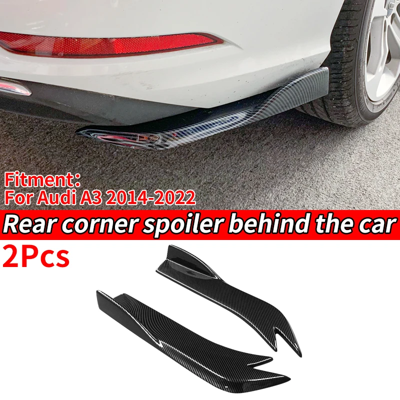 For Audi A3 2014-2022 2018 Car Sedan Rear Wrap Angle Splitters Trunk Lip Spoiler Canard Wing Body Spoiler Anti-Crash Diffuser