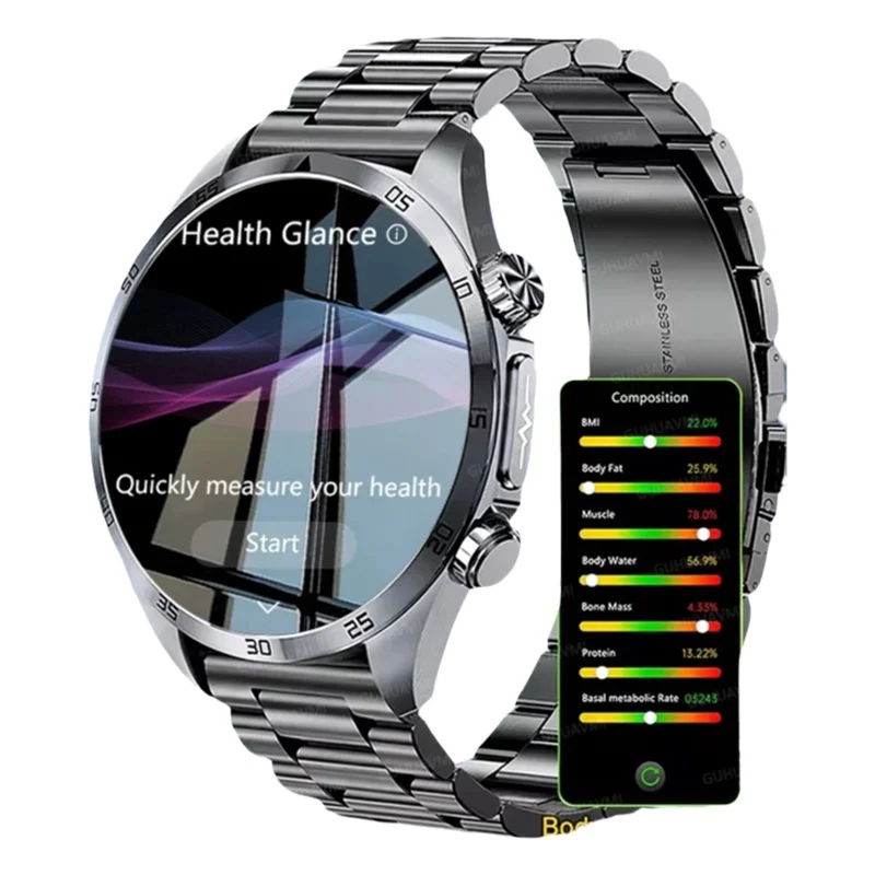 Nursing Level New Upgrade Pulse Therapy Health Check SmartWatch ECG+PPG Blood Pressure Blood Lipid Uric Acid Clock HD Call Watch