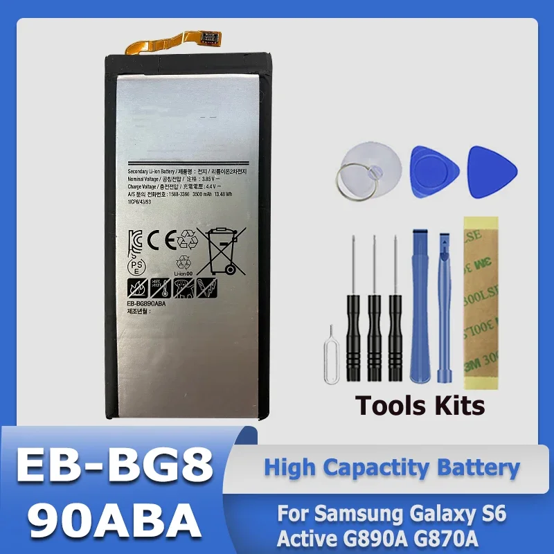 XDOU EB-BG890ABA Replacement Battery For Samsung Galaxy S6 Active G890A G870A Mobile Phone Batteries + Kit Tool