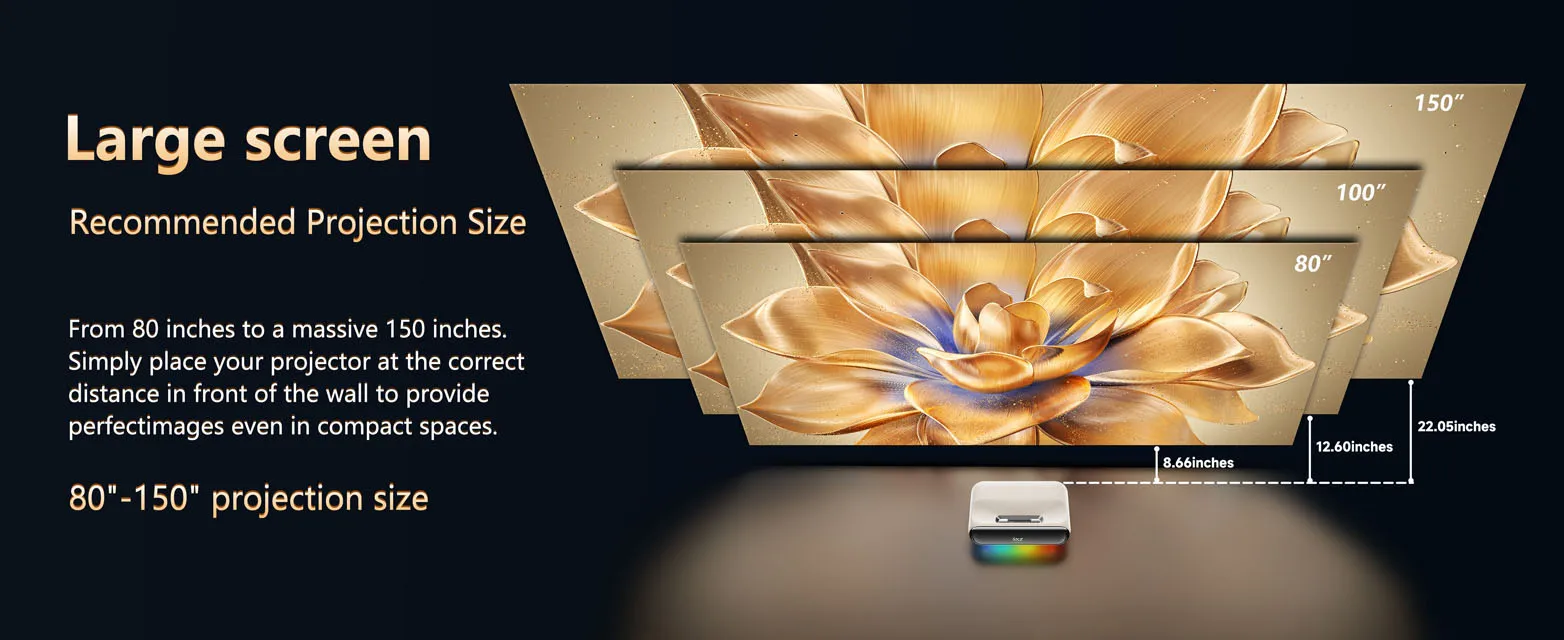 Auto Focus WiFi 5G BT 2+32G UST Short Throw Triple Smart Full HD 1080P 4K Portable Projector