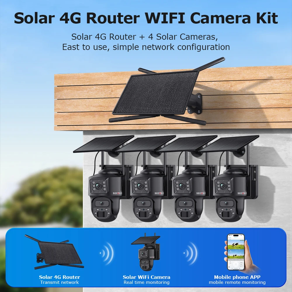 UBOX PIR PTZ Camera HD 6MP Outdoor IP Security CCTV Camera Kit Panoramic Mini Size Solar Battery WIFI Solar Network Camera Kits