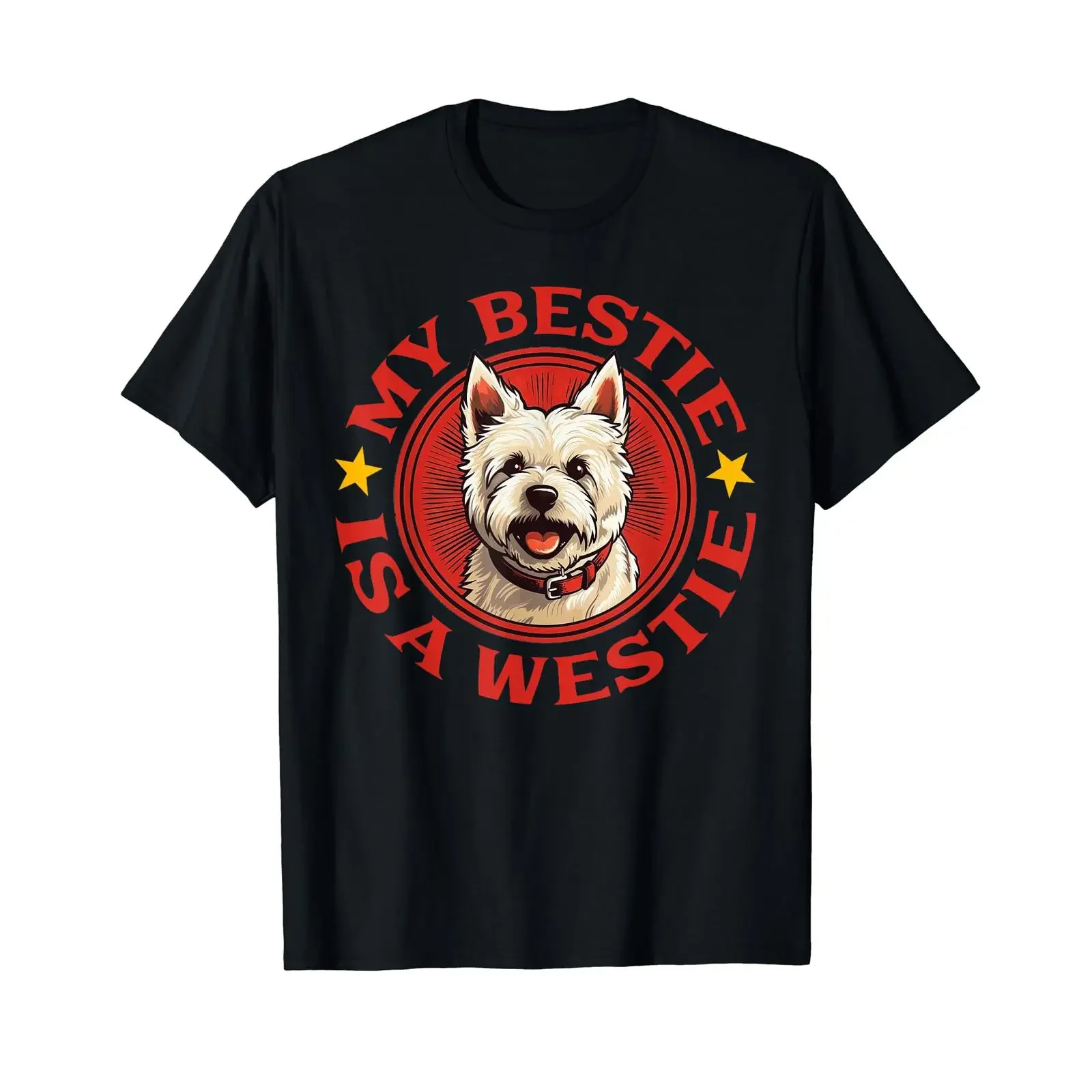 Camiseta My Bestie ist ein Westie West Highland White Terrier, estilo vintage, lavada, suave, transpirable, ligeramente gráfica, ropa de calle a la moda