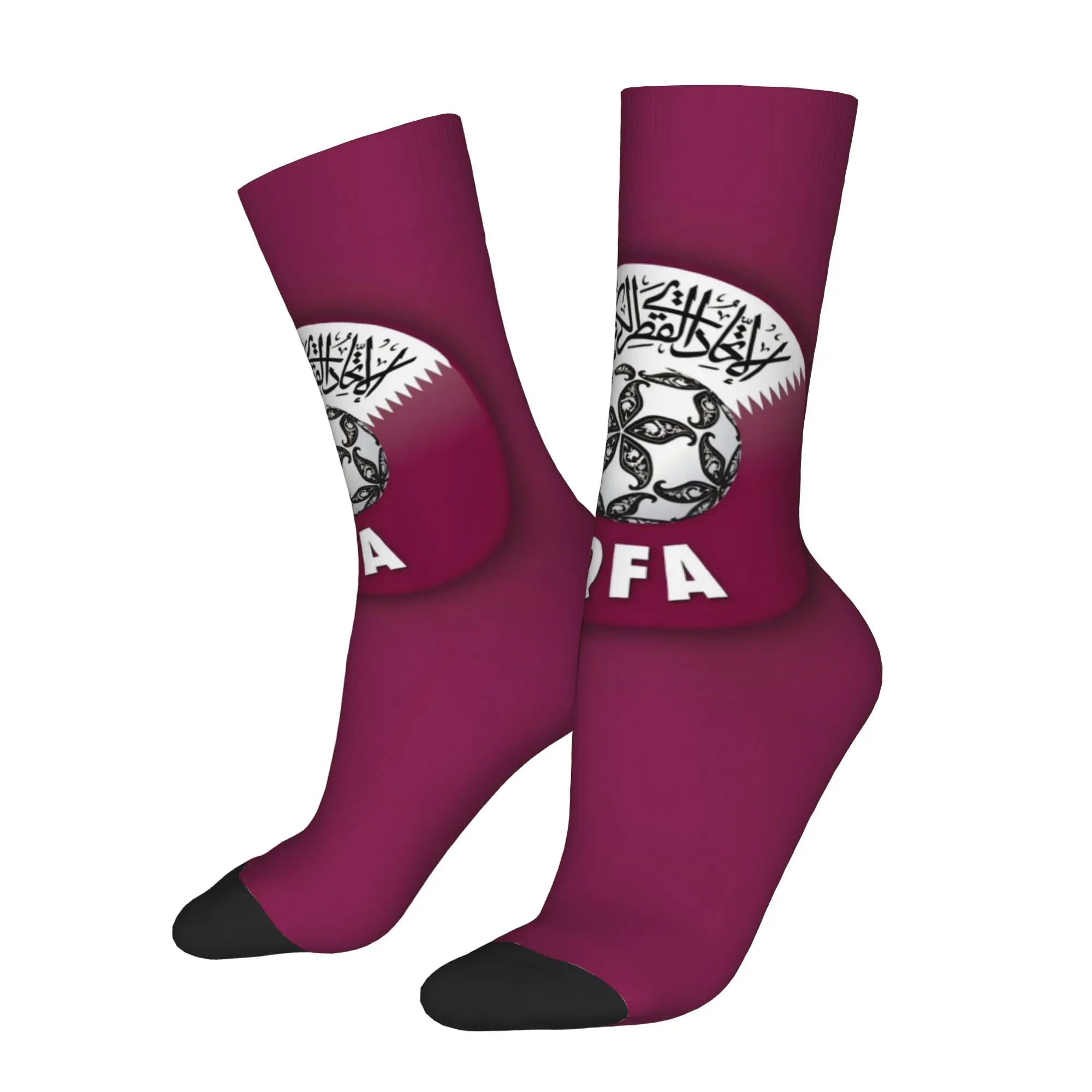 Happy Funny Qatar Vintage Harajuku  Hip Hop Novelty Pattern Crew Sock Match Day Essentials