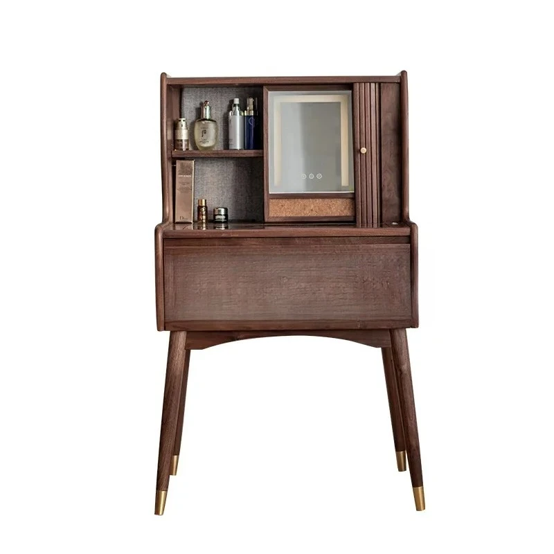 

A50 Nordic light luxury solid wood makeup table North American black walnut multi-functional bedroom jewelry cabinet