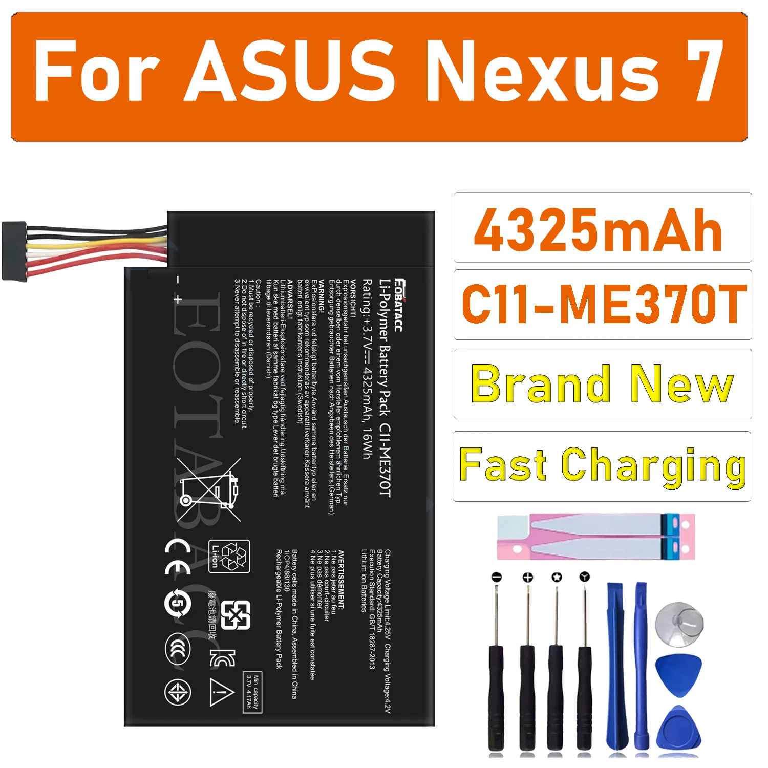 High Quality Battery C11-ME370T / C11 ME370T for Asus Google Nexus 7 for MeMo Pad ME172V 3.75V 16WH Warranty + Track NO