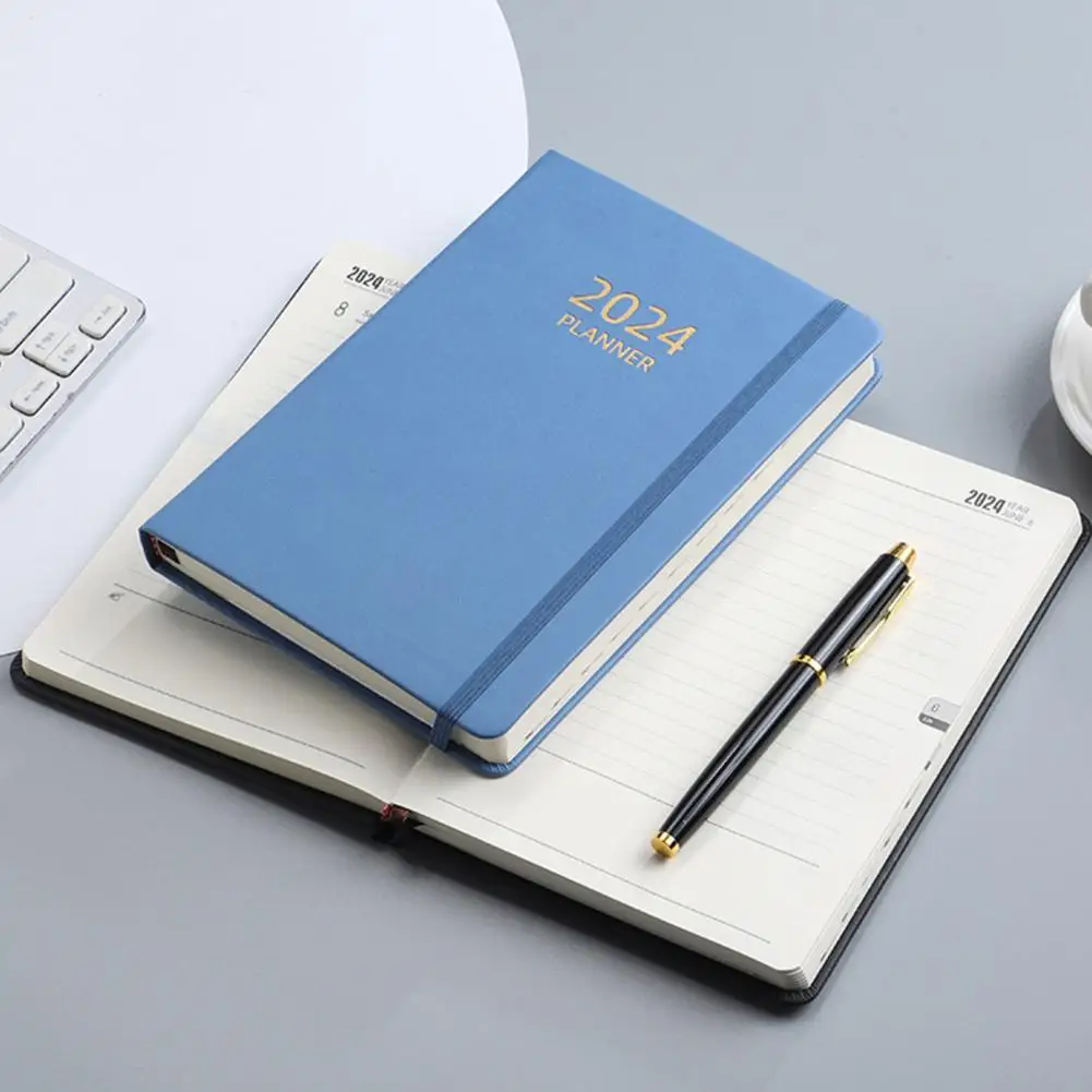 Блокнот-планировщик из искусственной кожи на 2024 страниц с эластичной резинкой
