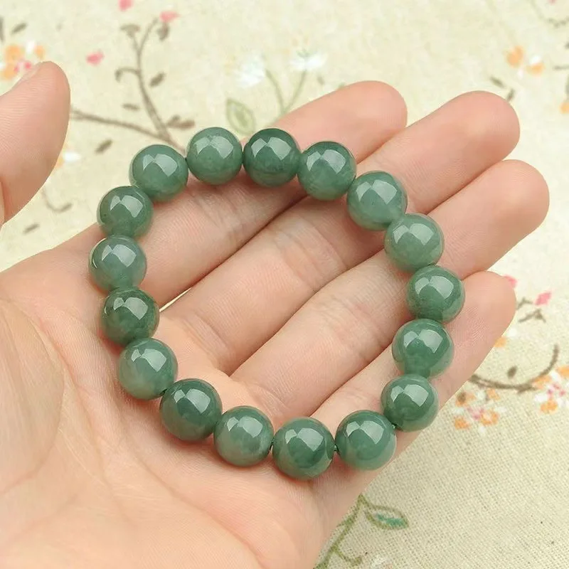 Fine Jewelry Natural Jade A+ Jadeite Hand String Oil Blue Bracelet Jade Jewelry