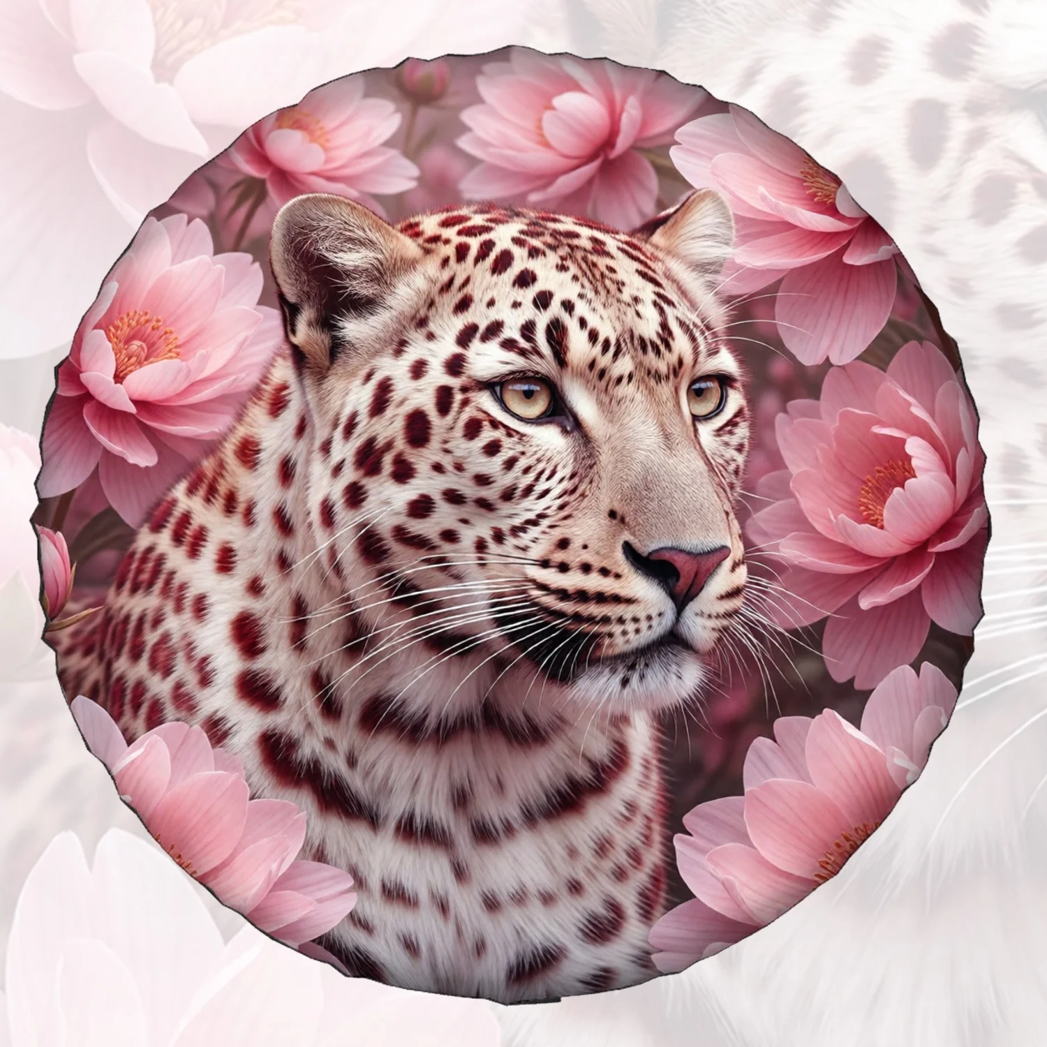 1pc Spare Tire Cover White Leopard With Red Spots In Pink Floral Scene Weatherproof Dustproof Wheel Protectors Universal Wheel C