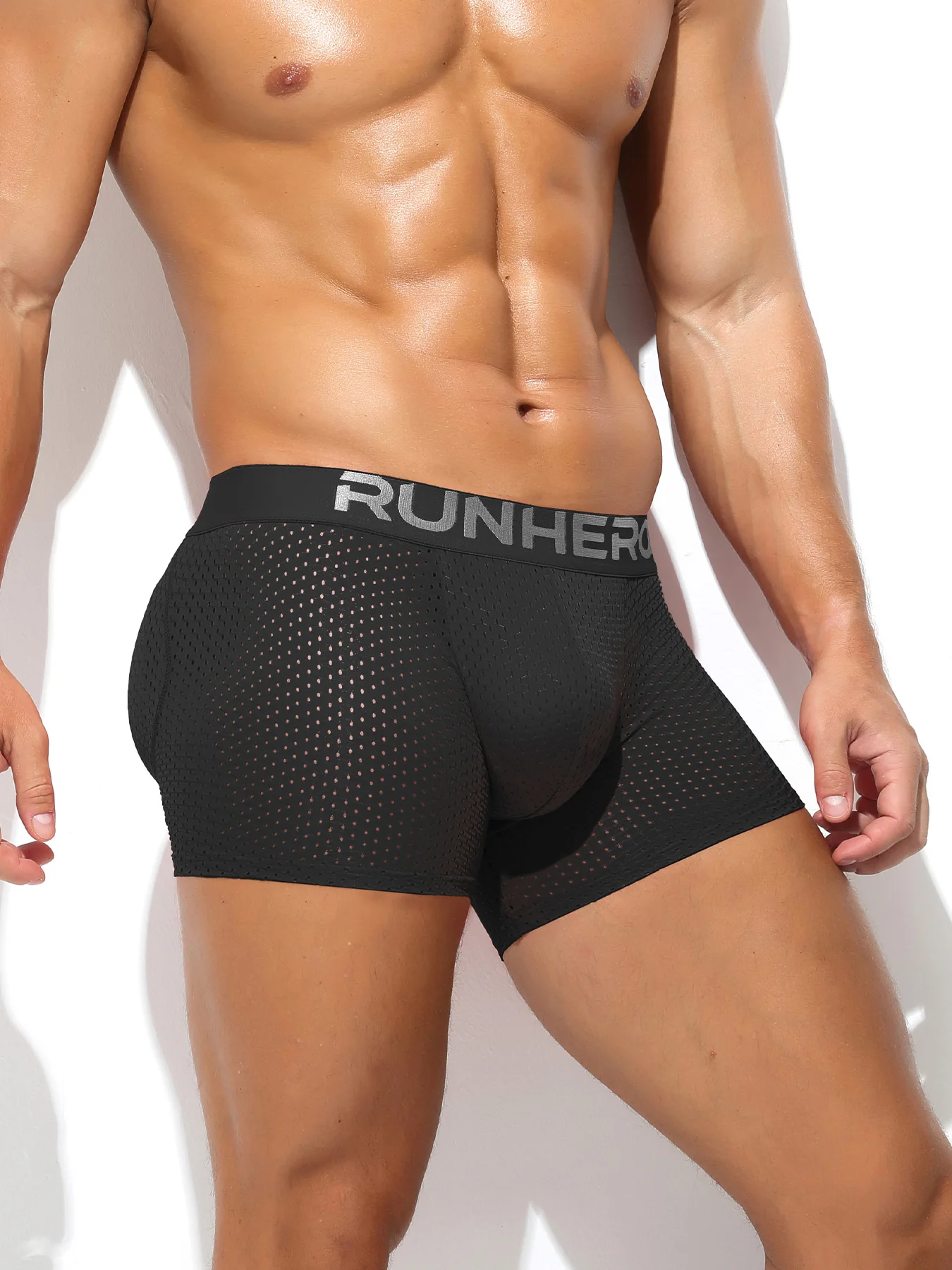 Breathable Mesh Youth Boxer Shorts Letter Print Belt Mens Underwear UltraThin Quick Drying Underpants Seamless Male Briefs With 6
